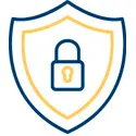 icone pour symboliser la sécurité et la confidentialité des vidéo de 2 SE Studio: un verrou dans une écusson